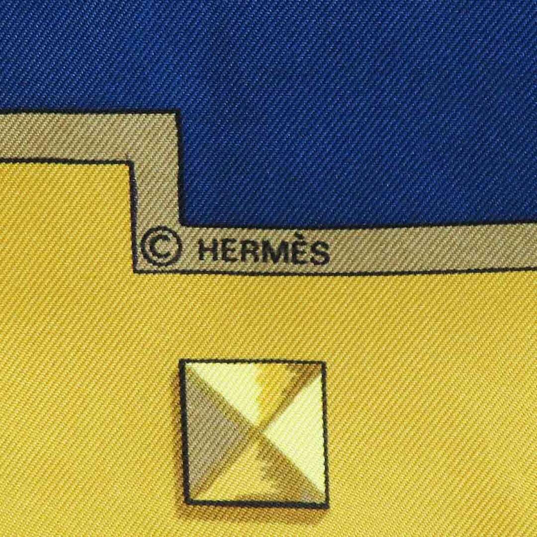 エルメス HERMES スカーフ カレ90 シルク ゴールド/ネイビー レディース 送料無料 e58050a