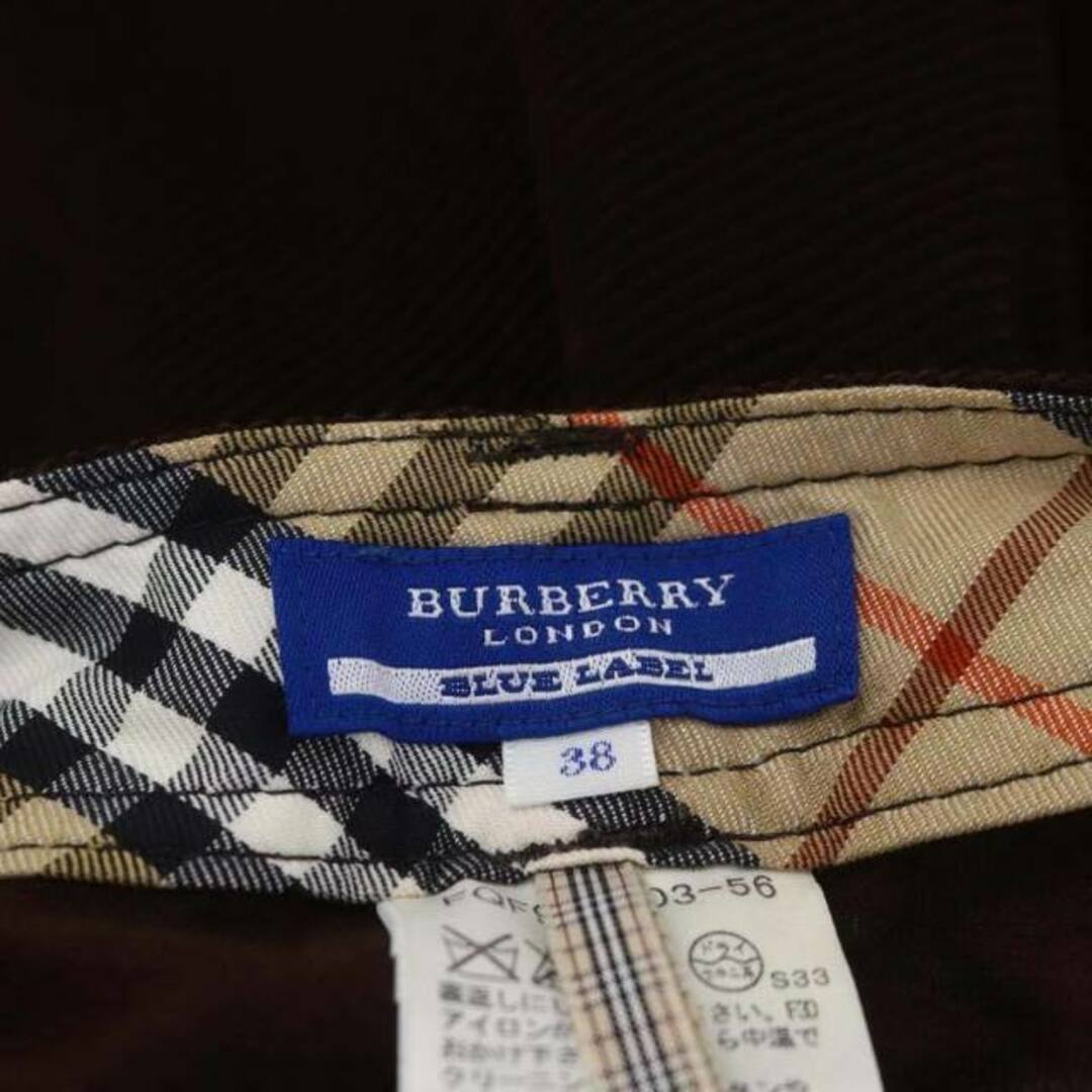 BURBERRY BLUE LABEL(バーバリーブルーレーベル)のバーバリーブルーレーベル ノバチェック ロールアップ コーデュロイ S 茶 レディースのパンツ(ショートパンツ)の商品写真