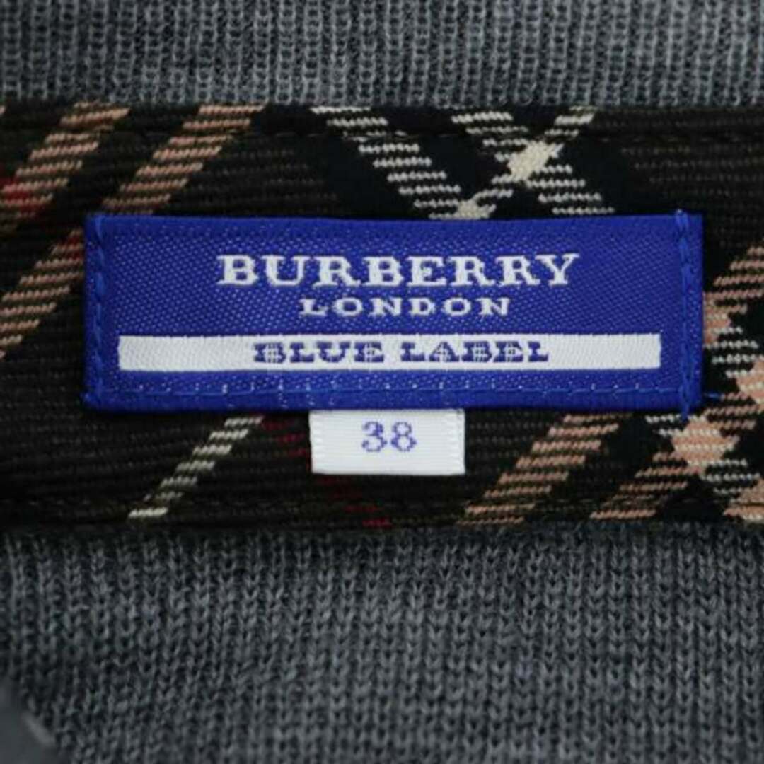 BURBERRY BLUE LABEL(バーバリーブルーレーベル)のバーバリーブルーレーベル チェック 衿付きハーフボタン ニット カットソー レディースのトップス(ニット/セーター)の商品写真