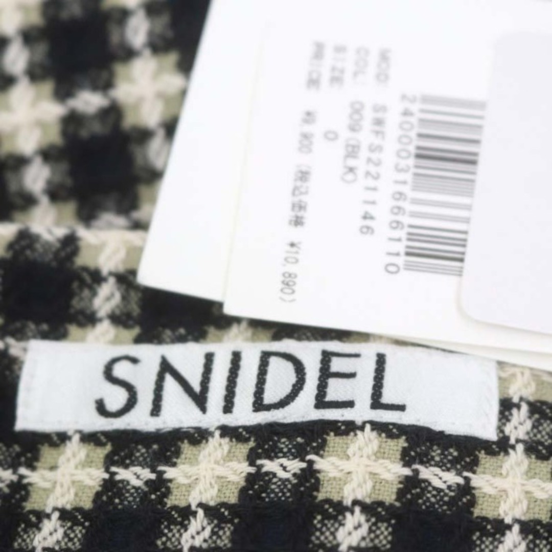 SNIDEL(スナイデル)のスナイデル 22SS バリエツイードミニスカート チェック ハイウエスト 0 黒 レディースのスカート(ミニスカート)の商品写真