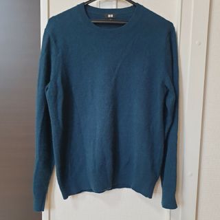 ユニクロ(UNIQLO)の【美品】ユニクロ　カシミヤ　セーター　ニット　グリーン　ブルー　Sサイズ(ニット/セーター)