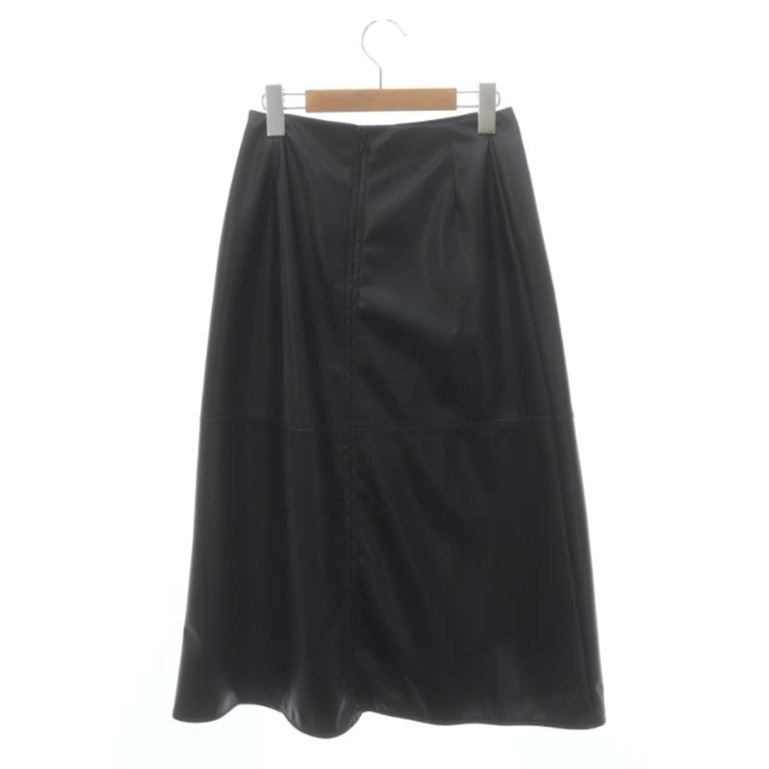 Demi-Luxe BEAMS(デミルクスビームス)のデミルクス ビームス 23AW フェイクレザー フレアスカート ロング 36 黒 レディースのスカート(ロングスカート)の商品写真