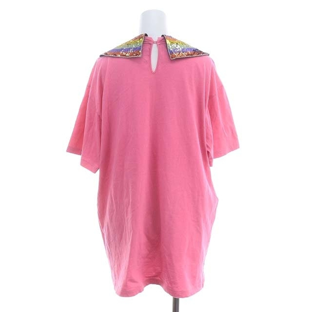 Gucci(グッチ)のグッチ オールドロゴ スパンコール襟付き Tシャツ 半袖 リボン L ピンク レディースのトップス(Tシャツ(半袖/袖なし))の商品写真