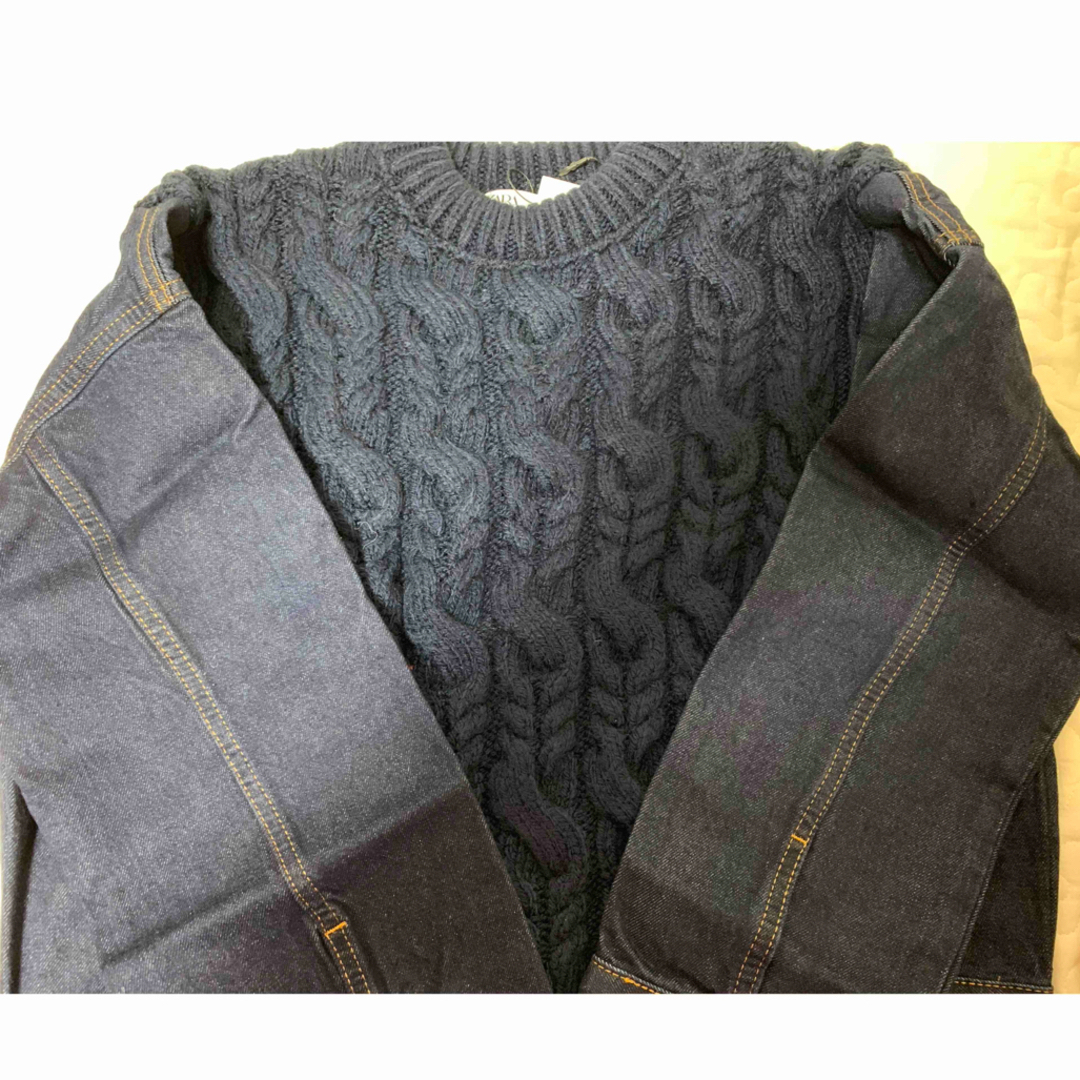 ZARA - ZARA コントラストニット&デニムセーター Sの通販 by ZARA - ZARA コントラストニット&デニムセーター Sの通販 by