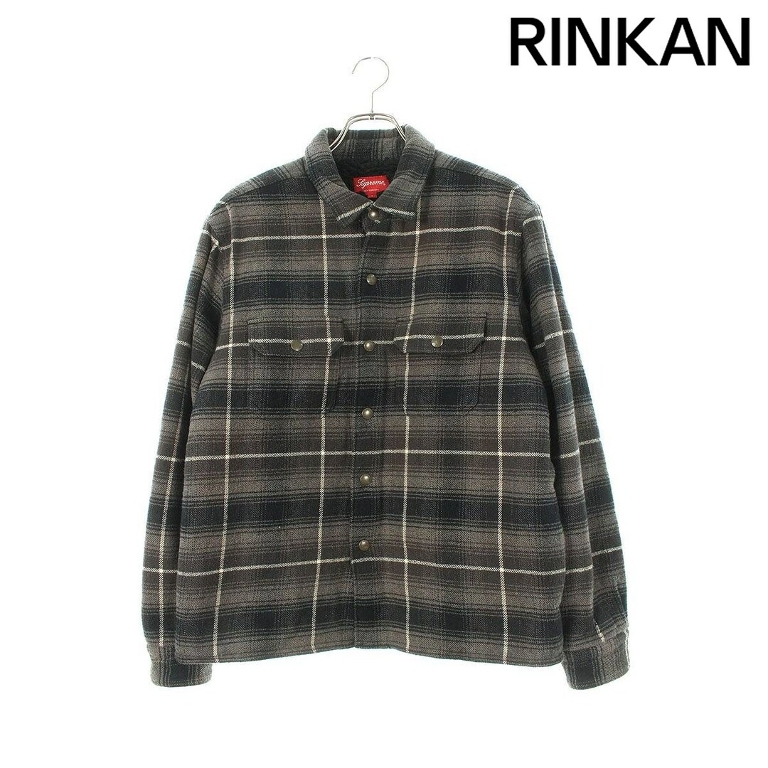 シュプリーム  22AW  Shearling Lined Flannel Shirt 裏地ボアフランネルチェックシャツブルゾン メンズ Sブルゾン