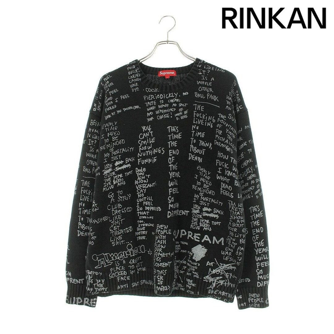 シュプリーム  23SS  Gonz Poems Sweater 総柄クルーネックニット メンズ Lトップス