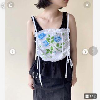 レディースVintage　カトリーヌ Basket flower fabric 籠bag