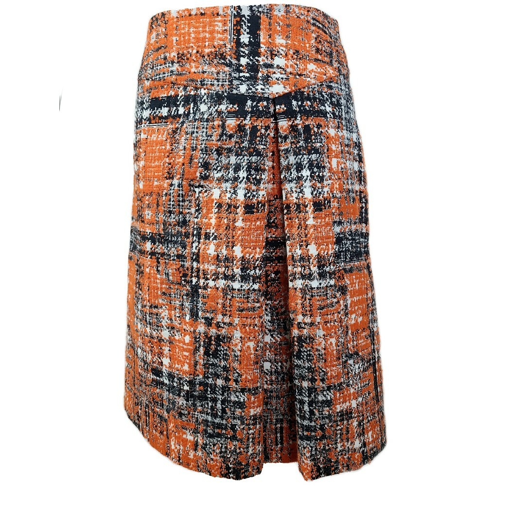 ANAYI(アナイ)の美品 ANAYI 　オレンジ×ブラック　チェックスカート レディースのスカート(ひざ丈スカート)の商品写真
