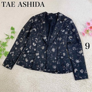 TAE ASHIDA テーラードジャケット 花柄刺繍 ラメ入り ブラック 9号(テーラードジャケット)