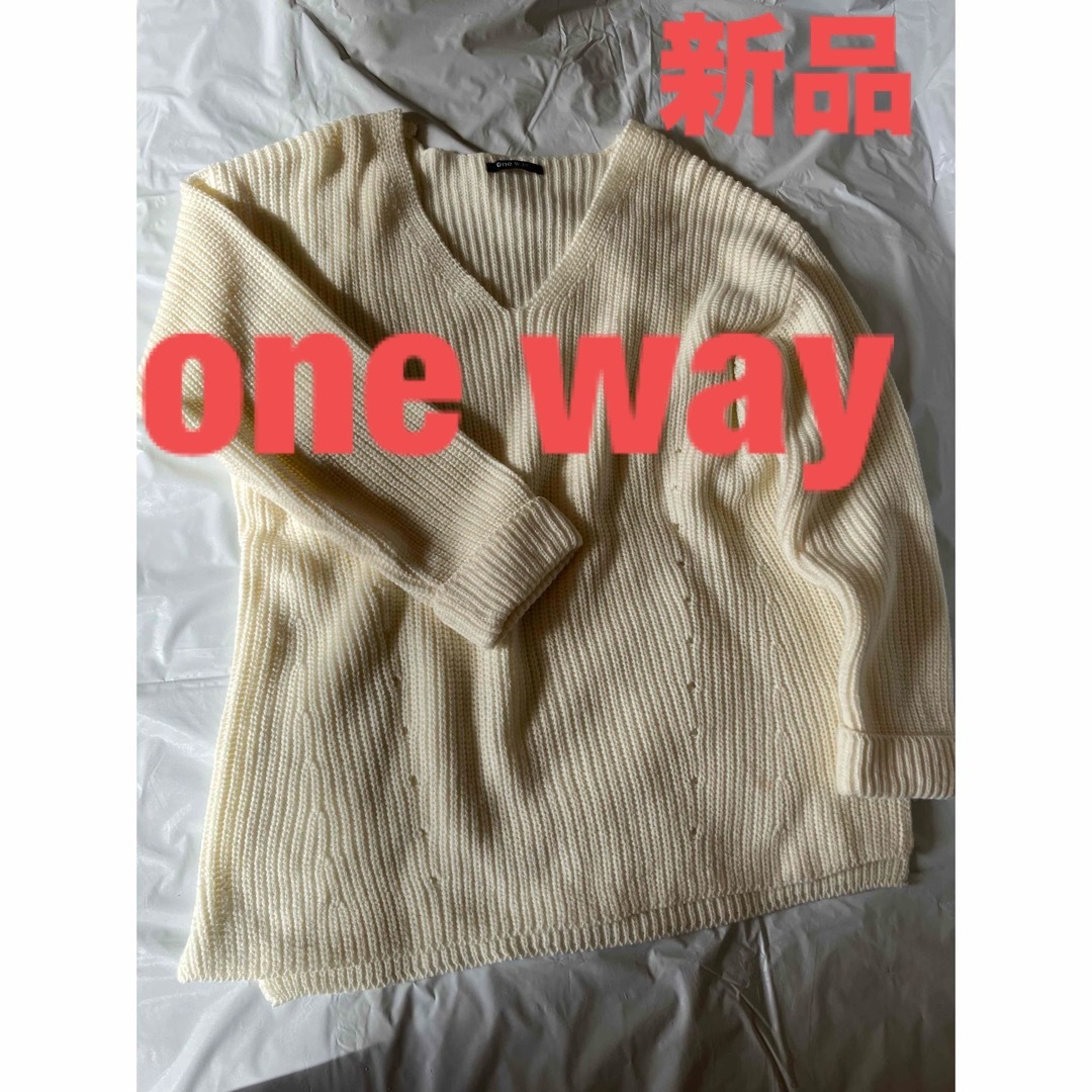 one*way - お値下げ☆新品☆one way春ニット白セーター ホワイト