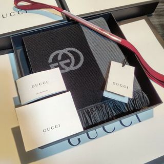 グッチ(Gucci)の❤美品箱付き❤GUCCI マフラー ストール ショール スカーフ❤ブラック❤(マフラー)