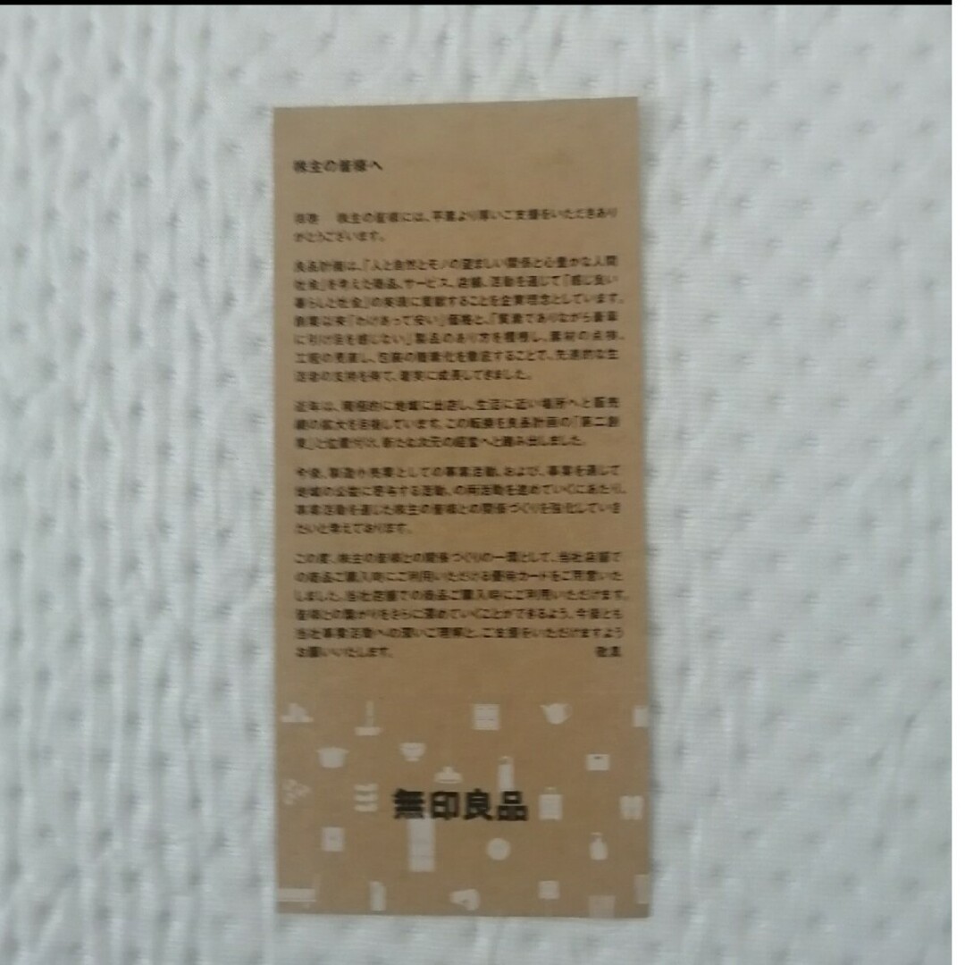 MUJI (無印良品)(ムジルシリョウヒン)の良品計画　無印良品　株主優待 チケットの優待券/割引券(ショッピング)の商品写真