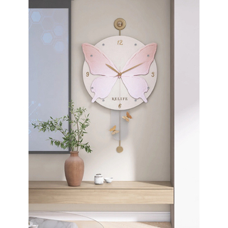 高級感豪華時計 ．壁掛け時計．静音 壁掛け時計 ピンク(掛時計/柱時計)