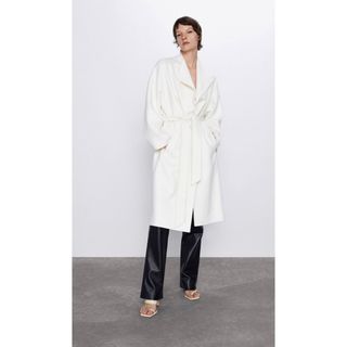 ザラ(ZARA)の美品　ベルト付きウールコート　ガウンコート(ロングコート)