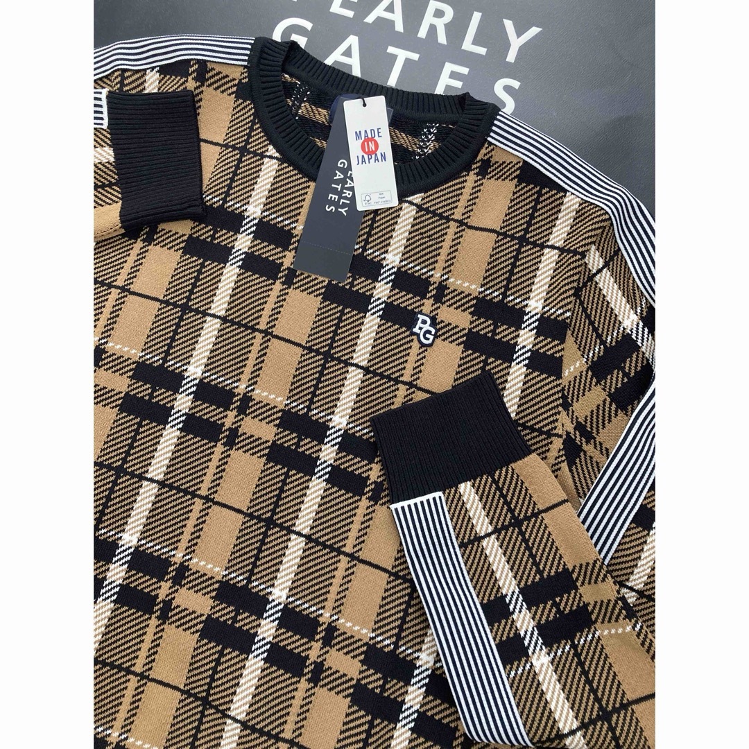 PEARLY GATES - 新品 パーリーゲイツ クルーネックニットプルオーバー(6)サイズLL/ベージュ