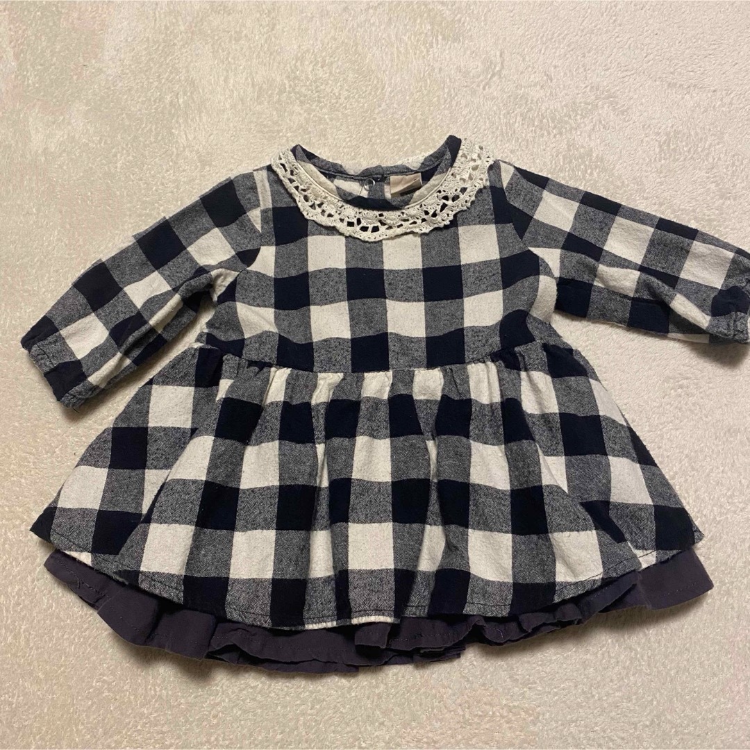 petit main(プティマイン)のプティマイン  petitmain ギンガムチェック　ワンピース　70 キッズ/ベビー/マタニティのキッズ服女の子用(90cm~)(ワンピース)の商品写真