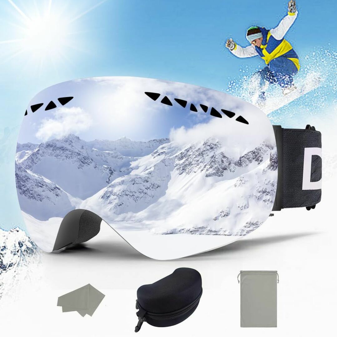 【色: 黒枠・シルバー】Dancai スキーゴーグル スノーボード ゴーグル ス スポーツ/アウトドアのスノーボード(アクセサリー)の商品写真
