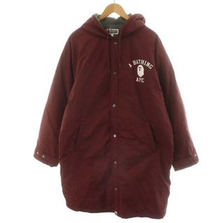 アベイシングエイプ(A BATHING APE)のA BATHING APE コート ロング丈 フード サルカモ 猿ロゴ XL 赤(その他)