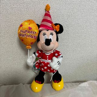 ディズニー(Disney)のタグ付き新品　ディズニー　ミニー　水玉　バースデー　ぬいぐるみバッジ(キャラクターグッズ)