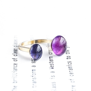 2月 3月誕生石 アイオライト アメジスト リング 指輪 フリーサイズ 青 紫(リング(指輪))