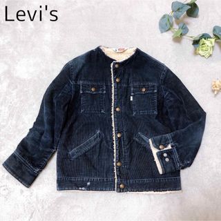 リーバイス(Levi's)のLevi's スモールe ノーカラー ボアコーデュロイジャケット インディゴ(Gジャン/デニムジャケット)