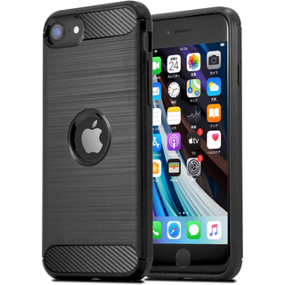 アイフォーン(iPhone)のiPhone se3 SE2 ケース ソフト カバー tpu カーボン調 黒(iPhoneケース)