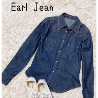 アールジーン(Earl Jean)の【美品】アール ジーン長袖デニムシャツ　デザインお洒落　ボタンお洒落　格好いいS(シャツ/ブラウス(長袖/七分))