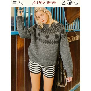 ALLISON BROWN  NORDIC HEART KNIT グレー(ニット/セーター)