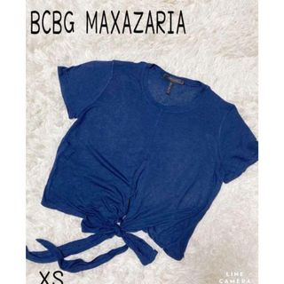 ビーシービージーマックスアズリア(BCBGMAXAZRIA)のビーシービージーマックスアズリア 　Tシャツ　前紐結ぶデザイン　ブルー系　XS(Tシャツ(半袖/袖なし))