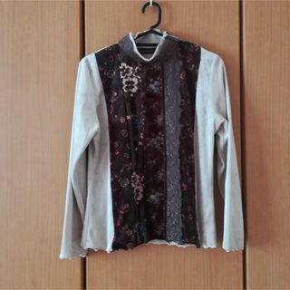 ロキエ(Lochie)のブラウンのレトロ花柄Tシャツ(Tシャツ(長袖/七分))