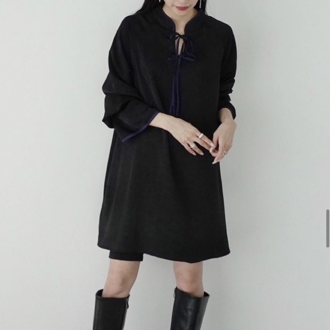 Marte(マルテ)のmarte sahara piping silky dress 黒 レディースのトップス(カットソー(長袖/七分))の商品写真