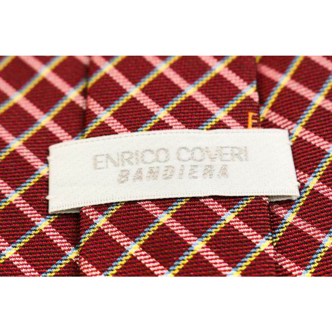 ENRICO COVERI(エンリココベリ)のエンリコ・コベリ ブランド ネクタイ シルク 格子柄 メンズ レッド Enrico Coveri メンズのファッション小物(ネクタイ)の商品写真