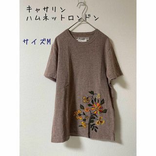 キャサリンハムネット(KATHARINE HAMNETT)のキャサリンハムネットロンドン　花柄刺繍　Tシャツ　M(Tシャツ/カットソー(半袖/袖なし))