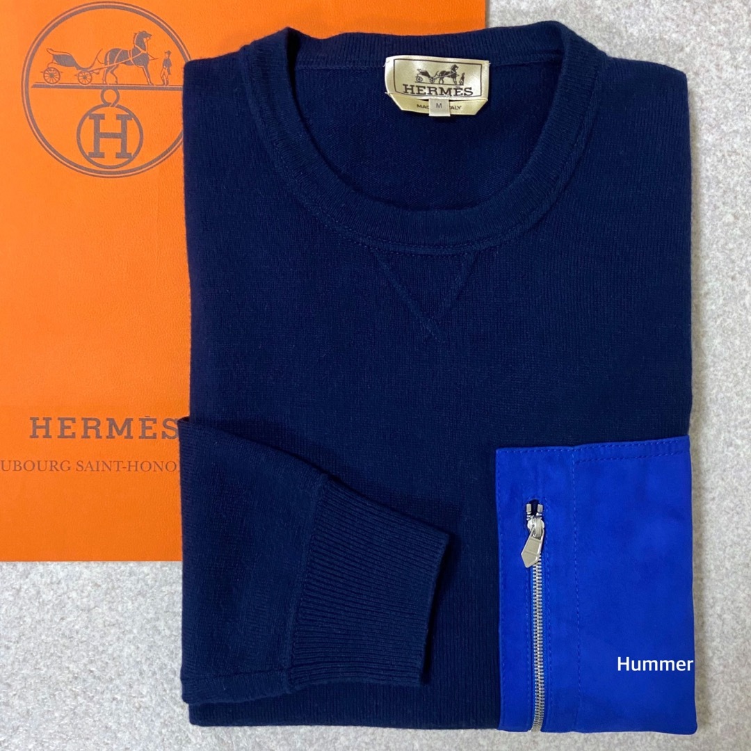 Hermes(エルメス)の国内正規品 極美品 M エルメス レザーポケット ニット セーター メンズのトップス(ニット/セーター)の商品写真