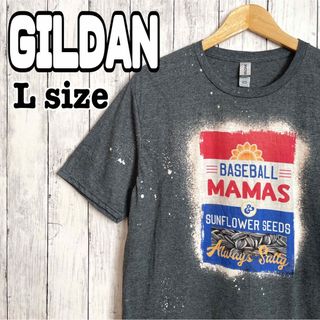 ギルタン(GILDAN)のGILDAN ギルダン グレー Tシャツ 半袖 プリント Lサイズ 海外古着(Tシャツ/カットソー(半袖/袖なし))