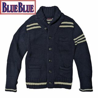 ブルーブルー(BLUE BLUE)のBLUE BLUE ネイビー 肉厚ウール ショールカラー ニットジャケット(ブルゾン)