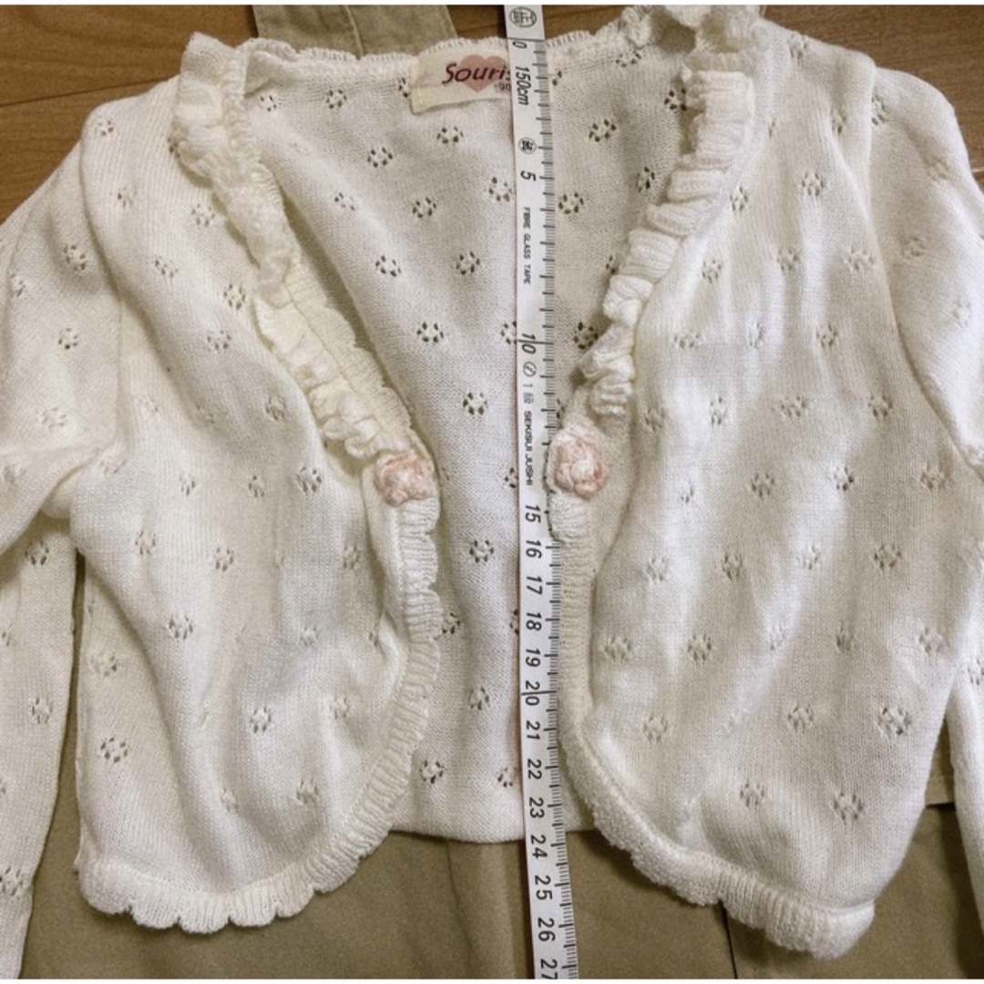 BeBe(ベベ)のジャンパースカート　＆　カーディガン　セット キッズ/ベビー/マタニティのキッズ服女の子用(90cm~)(ワンピース)の商品写真