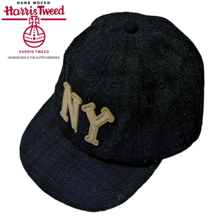 ハリスツイード(Harris Tweed)のUMPIRE Harris Tweed NY ウール グリーンチェック キャップ(キャップ)