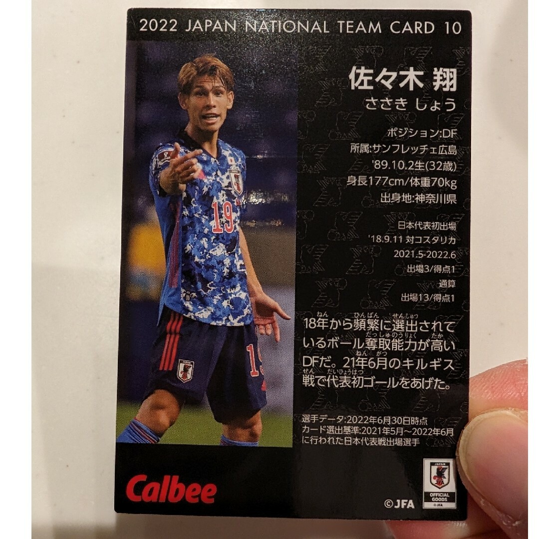 カルビー(カルビー)のCalbee　サッカー　カード　佐々木翔 エンタメ/ホビーのタレントグッズ(スポーツ選手)の商品写真