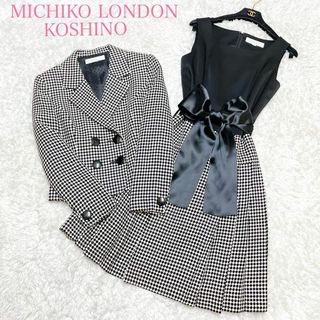 ミチコロンドン(MICHIKO LONDON)の美品 ミチコロンドン コシノ セットアップ ワンピーススーツ 9号 M チェック(スーツ)