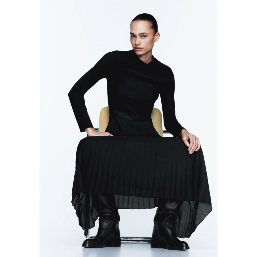 ZARA - 匿名配送 新品 ZARA L 2024 ロングワンピース ブラック ZARA - 匿名配送 新品 ZARA L 2024 ロングワンピース ブラック