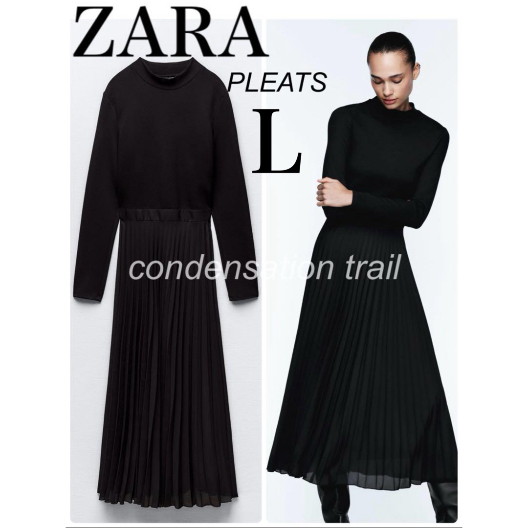 ZARA(ザラ)の匿名配送　新品　ZARA L 2024 ロングワンピース　ブラック　黒　長袖 レディースのワンピース(ロングワンピース/マキシワンピース)の商品写真