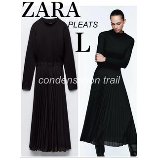 ザラ(ZARA)の匿名配送　新品　ZARA L 2024 ロングワンピース　ブラック　黒　長袖(ロングワンピース/マキシワンピース)