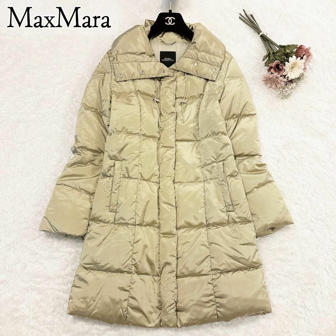 Max Mara(マックスマーラ)の美品◆MaxMara◆ロングダウンコート　カーキゴールド　ショールカラー　38 レディースのジャケット/アウター(ダウンコート)の商品写真