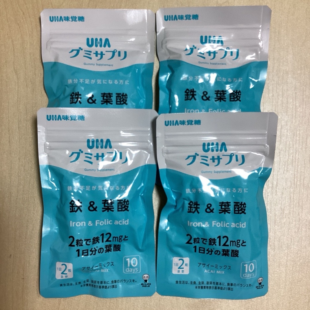 UHA味覚糖(ユーハミカクトウ)のグミサプリ　鉄&葉酸　4袋　コストコ 食品/飲料/酒の健康食品(その他)の商品写真