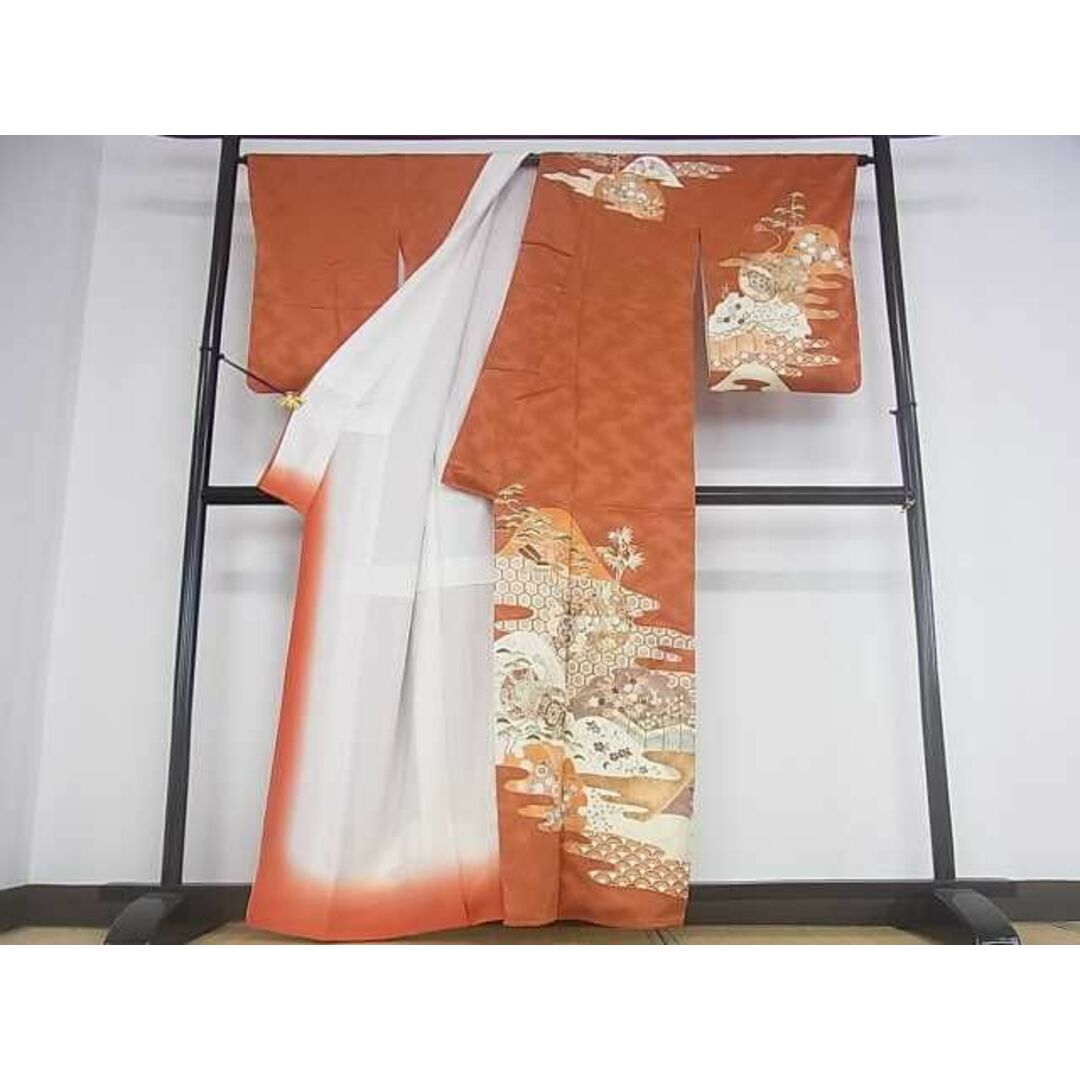 平和屋川間店■訪問着　駒刺繍　風景吉祥花鼓文　金彩　逸品　ar3466 レディースの水着/浴衣(着物)の商品写真