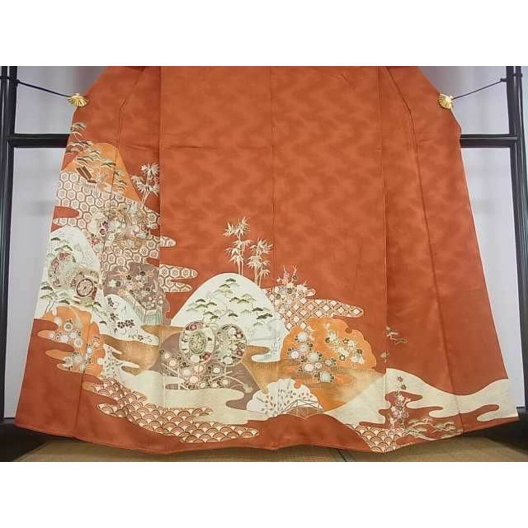 平和屋川間店■訪問着　駒刺繍　風景吉祥花鼓文　金彩　逸品　ar3466 レディースの水着/浴衣(着物)の商品写真