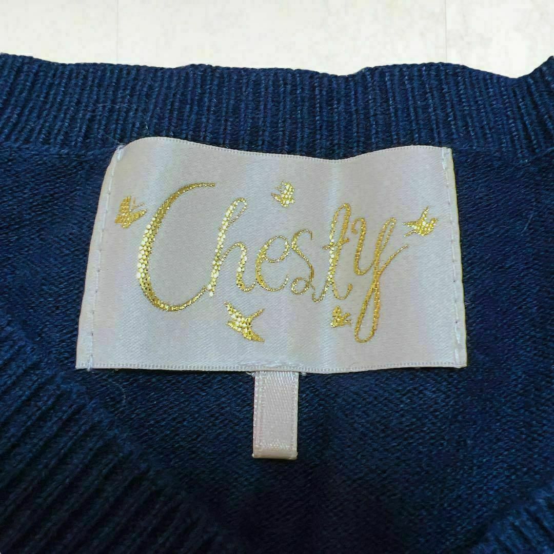 Chesty(チェスティ)のチェスティ カシミヤ混 スパンコール 刺繍 好配色 Vネック ニット レディースのトップス(ニット/セーター)の商品写真