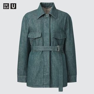 ユニクロ(UNIQLO)のユニクロU デニムシャツジャケット　58ダークグリーン(Gジャン/デニムジャケット)