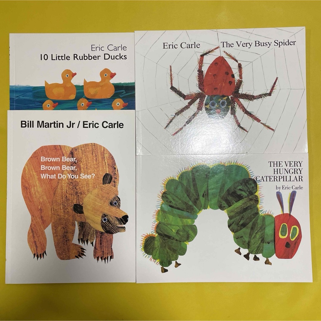 ERIC CARLE(エリックカール)のエリック カール　洋書　4冊セット　はらぺこあおむし、くもさんおへんじどうしたの エンタメ/ホビーの本(洋書)の商品写真